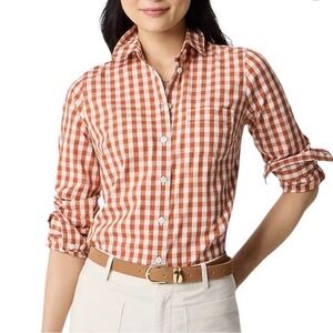 J. Crew Factory Orange Gingham Button Down Shirt